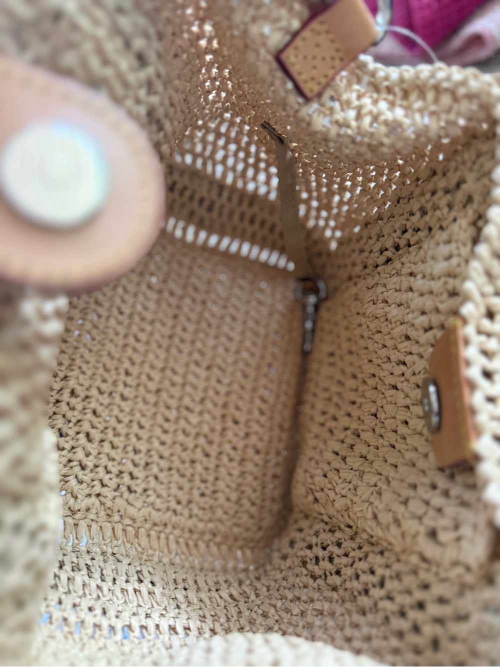 MZ Wallace Tan Woven Rafia Mini Tote with Leather Trim - Picture 5 of 6